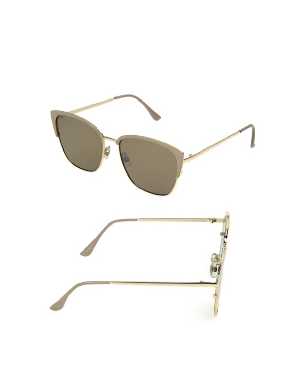 Foster Grant Accessories - Foster Grant Polarized Gold Metal Cat-Eye Sunglasses with Brown Lenses